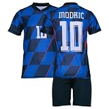 IHIMI Nationalmannschaft Krotien 2024 Luka Modric #10 Kinder Trikot, Auswärts Komm mit Shorts Fußballfans (8-9 Jahre,152)