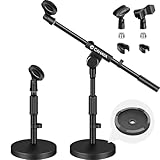 CAHAYA Schreibtisch-Mikrofonständer: mit 2 Typ-Clips, 0,95 cm auf 1,6 cm, Metall-Schraubadapter, platzsparend, CY0360