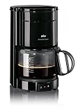 Braun Kaffeemaschine KF 47 BK - Filterkaffeemaschine mit Glaskanne für klassischen Filterkaffee, Aromatischer Kaffee dank OptiBrew-System, Tropfstopp, Abschaltautomatik, Schw
