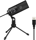 FIFINE Mikrofon PC USB, Microphone für MAC PS4 PS5, Streaming Mikrofon mit Ständer, Studioqualität Aufnahme kondensator-Mik