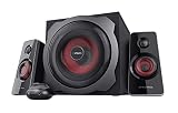 Trust Gaming GXT 38 2.1 Gaming Lautsprechersystem mit Subwoofer (für Smartphone/PC- Tablet, 120 Watt), 19023, Schwarz/R