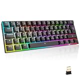 EMPIRE GAMING - Neu 2024 - K246 Kabellose Gaming-Tastatur Kompakte TKL 65% WiFi Wireless Typ-C – Mechanische MX-Red Switches(DE-QWERTZ) - für PC/PS4/PS5/Xbox - RGB 22 Effekte - 62 T