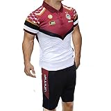 Unitif Set aus Fußball-Trikot und Shorts für dicke Unterstützung, gesticktes Logo, hochwertig, 200 g/m², Kragen und dicker Saum am Ärmel – Palästina, Algerie, Marokko, Tunesien Gr. XS, weiß