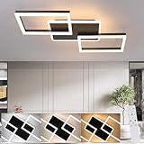 ZMH LED Deckenleuchte Wohnzimmer Deckenlampe - 48W Dimmbar Schlafzimmerlampe Schwarz Flach Design mit Fernbedienung aus Metall Modern Küchenlampe für Schlafzimmer Esszimmer Küche F