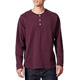 Amazon Essentials Herren Henley-Shirt mit langen Ärmeln und normaler Passform (erhältlich in Übergrößen), Burgunderrot, M