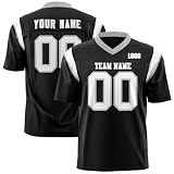 American Football Trikot Personalisiert mit Name/Nummer/Logo American Football Bekleidung Trikot T-Shirt für Herren Damen Erwachsene Kinder (Schwarz-3)