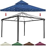 Wasserdichte Pavillon-Ersatzabdeckung – 3 m x 3 m Outdoor-Pergola Terrassenabdeckung mit belüfteter Oberseite – wasserdichtes Oxford-Gewebe – Pavillon-Stoff-B