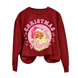 Vlbes Weihnachtssweatshirt für Damen, 3D-Weihnachtsmann-Druck, übergroßer Rundhalsausschnitt, lustige, bequeme Bluse, RD1, M