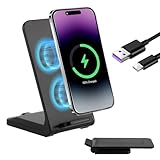 15W Faltbare Wireless Charger Stand Wireless Ladestation für iPhone 15 14 13 XS XR, Android Wireless Ladestation Phone Induktive Ladeständer für Samsung Galaxy S23 S22 S21 S9 S8 Schw