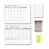 Magnetisches Kühlschrank-Aufkleber-Set, Wochenplaner, Kalender für wiederverwendbare Tafel und tägliche monatliche Kühlschrankplanung, Whiteboard, selbstklebend für magnetische Schule, Wochenkalender,