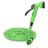 Navaris Flexibler Gartenschlauch 5-15m - mit 7 Funktionen Brause und Schnelladaptern - Wasserschlauch flexibel dehnbar - Wasser Garten S