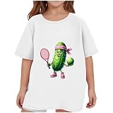 KODMNSW T-Shirt Mädchen Lustige T Shirts Tee Shirt Sommer Tops Tshirt Bluse Oberteil Gurke Tshirts Crop Top Klamotten Teenager Mädchen für 2-14 Jahre Blitzangebote des Tages Weiß 2-3 J
