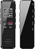 Digitales Diktiergerät, 64GB 1536kbps hohe Aufnahmequalität, Geräuschreduzierung, One-Touch-Aufnahme, Spracherkennung, MP3, Aufnahmegerät für Vortrag, Vorlesung, Interview, Meeting usw
