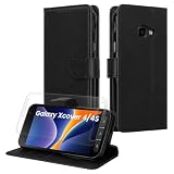 kwmobile Kunstleder Handyhülle kompatibel mit Samsung Galaxy Xcover 4 / 4S Hülle - Brieftaschen Schutzhülle aus PU-Leder mit Displayschutz - Schw