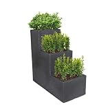 Dynamic24 XL Treppentopf Treppenkübel Übertopf Deko Kübel Pflanzkübel 60cm Blumenkübel Blumentopf Beton-Optik Garten Wendeltreppe Blumentreppe Pflanzentrepp