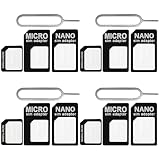 WOLMIK 4 in 1 Nano SIM Karten Adapte, 4 Set Nano-SIM Adapter, SIM-Karten-Adapter mit SIM-Auswurfstift, kompatibel mit Smartp