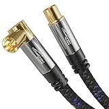 KabelDirekt – 4K Antennenkabel Nylon, TV Kabel 90° gewinkelt/gerade – 1m – Fernsehkabel mit Metallstecker für digitales/analoges Fernsehen (Winkel-Buchse auf geraden Stecker für DVB-C/DVB-T/DVB-S)