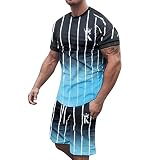 Trainingsanzug Herren Hawaiian Trainingsanzug Herren Sommer Anzug Anzug Slim Fit Kurzarm T-Shirt + Shorts Mit Elastischer Taille Set Turnanzüge Laufanzug Herren Sommer Trainingsanzug Herren S