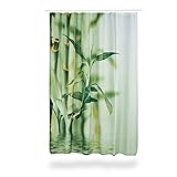 Relaxdays Bambus Design Duschvorhang Polyester Stoff Waschbar Pflanzenmotiv 200x180 cm Badvorhang Grün, 4 x 180 x 200