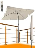 4smile Sonnenschirm Balkon SunnyShade, 200 x 125 cm, Beige - UPF 50+ Sonnenschirm rechteckig als Sonnenschutz Balkon - Balkon-Schirm mit Sonnenschirmhü