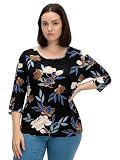 Sheego Damen Große Größen 3/4-Arm-Shirt mit Blumenprint, aus Viskosejersey Citywear feminin R