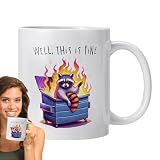 Keramikbecher,Keramik-Kaffeetasse,Mülleimer-Flammen-Kaffeetasse - Kreative Keramiktasse für den Arbeitsplatz, Keramik-Kaffee-/Teetasse mit Mülleimer-F