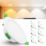 Laiebri 6er Led Einbaustrahler 230V Weiß - Extra Flach IP44 Deckenstrahler - Ø68-75mm Einbau Deckenspots 5W 600LM, 2700K/4000K/6000K Deckenlampe Deckenleuchte led für Badezimmer Wohnzimmer Kü
