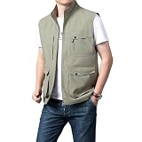 RUMAOZIA Ärmellose Weste Herren Sommer Anglerweste Outdoor Weste mit Vielen Taschen Wandern Freizeitweste Multifunktionsweste Weste Jacke Fotografie Jagd Leicht Herrenweste Sportweste Multi-T