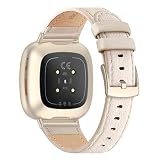 Tuocal Leder Armband Kompatibel für Versa 3 Armband/Versa 4 Armband Damen Herren, Echtleder Ersatzband Weiches Atmungsaktives Ersatzarmband Kompatibel mit Versa 4 / Versa 3 / Sense 2 / S