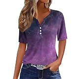 Tshirt Damen T Shirt Hemdbluse Damen Musselin Bluse Damen Blusenshirt Damen Blusen Damen Sommer Italienische Mode Damen Blusen Damen Sommer Bandeau Top Damen Blusenkleid Damen（2-Dark Purple,XXL）