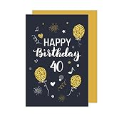 Edition Seidel Premium Glückwunschkarte zum 40. Geburtstag mit Umschlag. Geburtstagskarte Grusskarte Billet Karte Happy Birthday Mann Frau (GZ346-40 SW023)