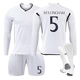 Generisch 23/24 R.Madrid Hause/Auswärts Langärmeliges Fußball Trikots Shorts Socken Set für Kinder/Erwachsene, Nr.7 Vinicius jr Trikot, Langarm Fussball Jersey Trainingsanzug für Junge H