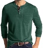 WINKEEY Langarmshirt Herren Henley Shirt Longsleeve Herren mit Knopfleiste T Shirt mit Langen Ärmeln,Grün XL