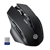 inphic Maus kabellos wiederaufladbare, 2,4G optische funkmaus mit USB-Nano-Empfänger für Laptop, PC, Computer, MacBook, 6 Tasten, Schw