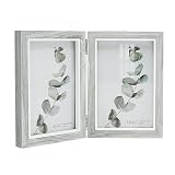 Afuly 10x15 Bilderrahmen Grau Weiß Doppelt Holz für 2 Bilder Collage Moderne Shabby Deko Family Haustier Geschenk