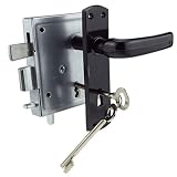 Aufschraubschloss mit hebender Falle mit 2 Buntbart-Schlüsseln und PVC-Drückerg