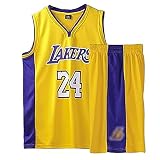 Basketball Trikot Shirt und Shorts, Erwachsene Basketball Jersey, Basketball ärmellose Anzug, Basketball Sportbekleidung (DE/NL/SE/PL, Alphanumerisch, L, Regular, Regular, Gelb)