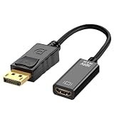 DisplayPort auf HDMI Adapter 4K, Unidirektionaler PC DP 1.2 Stecker auf Bildschirm HDMI 1.4 Buchse, DP zu HDMI Konverter, Kompatibel mit PC, TV, Monitor, Projektor, Laptop, Dell, HP und M