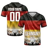 Generisch Personalisierbares Fußballtrikot mit Namen und Nummer für die Fussball WM 2026, Fan Trikot Unisex Damen Herren Kinder (Deutsch-Land)