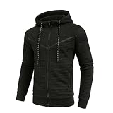 MEIMIYI Sweatshirt Herren Casual Sport Mode Long Sleeve Hoodie Herren Farbabstimmung Kapuzenpullover Herren Jugend Klassisch Trend Langärmeliges Sweatshirt Herren F-Black S