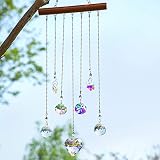 H&D HYALINE & DORA Kristall Regenbogen Herz Sonnenfänger Glas Mobile Wind Glockenspiel Hängende Wandkunst Ornament mit Holz Dek