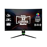 Aryond A32 V2 Gaming Curved Monitor, 32 Zoll 180Hz Curved QHD (2560x1440) Display 1ms Reaktionszeit, HDR 10-Verhältnis FreeSync und G-Sync 122% SRGB, PC Bildschirm, HDMI