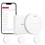 Safeliveo Rauchmelder 10 Jahre Batterie Vernetzt Smart Feuermelder WLAN 3er Set mit Basisstation, Brandmelder mit 85dB Hörb