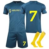 Al NASSR 23/24 Fußball Trikot, Nr.7 Hause/Auswärts Fußball Trikot für Kinder Erwachsener, Fussball Trikots Shorts und Socken Anzug Jungen H