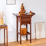 Meditations-Altartisch mit Aufbewahrung, Holzschrein für Zuhause, Weihrauch, Büro, Eingang