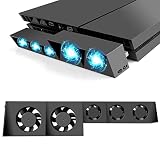 EEEKit Lüfter für PS4, Externer USB-Kühler 5 Lüfter Turbo Temperaturregelung Lüfter Kompatibel mit Sony Playstation 4 Gaming Console(Nicht für PS4 Slim oder PS4 Pro)
