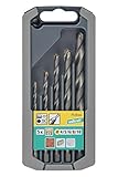 wolfcraft Steinbohrer-Set HM-bestückt, Sechskant-Schaft, Ø 4-10 mm, 5-tlg. I 7123000 I Für Bohrungen in Mauerwerk, Kunst- und N