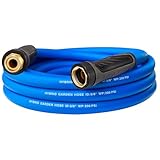 Sowgreen Verbesserter Gartenschlauch, 3 m mit Drehgriff, Hybrid-Wasserschlauch, 1,6 cm x 3 m, flexibel, leicht, langlebig, strapazierfähig, wetterfest, 1,9 cm (3/4 Zoll), massive Messingbeschläge,