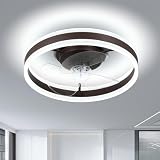 FRIXCHUR Moderne Deckenventilatoren mit Lichtern und Fernbedienung, 16“ Low Profile Flush Mount Deckenventilator LED Kronleuchter Deckenventilatoren für Schlafzimmer Wohnzimmer (Coffee)