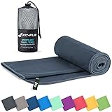 Fit-Flip Mikrofaser Handtuch - kompakte Microfaser Handtücher - ideal als Sporthandtuch, Reisehandtuch, Strandtuch - schnelltrocknend und leicht - Badetuch groß (100x200cm, Dunkelgrau)